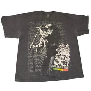 ZION ROOTSWEAR Bob Marley Microphone Tee, Size 2X